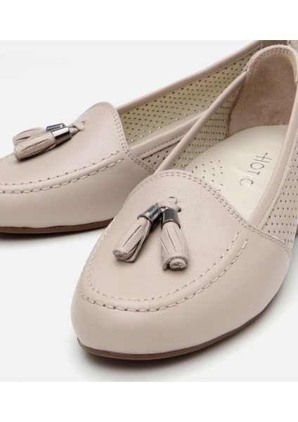 01AYH309750A450 KADIN Deri Vizon Püsküllü Dolgu Topuklu Ayakkabı