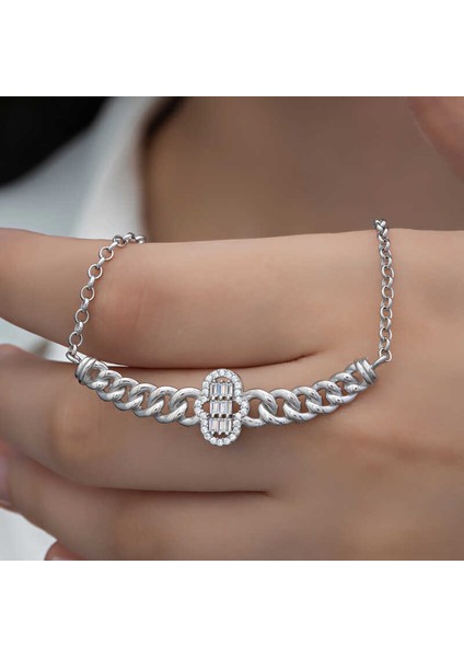 Gümüş Gurmet Zincirli Fatma Ana Eli Baget Taşlı Kadın Kolye (BC-3EEC6A) fiyatları