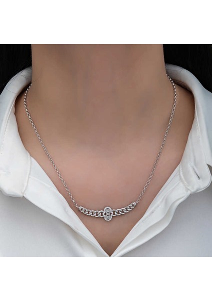 Gümüş Gurmet Zincirli Fatma Ana Eli Baget Taşlı Kadın Kolye (BC-3EEC6A) modelleri