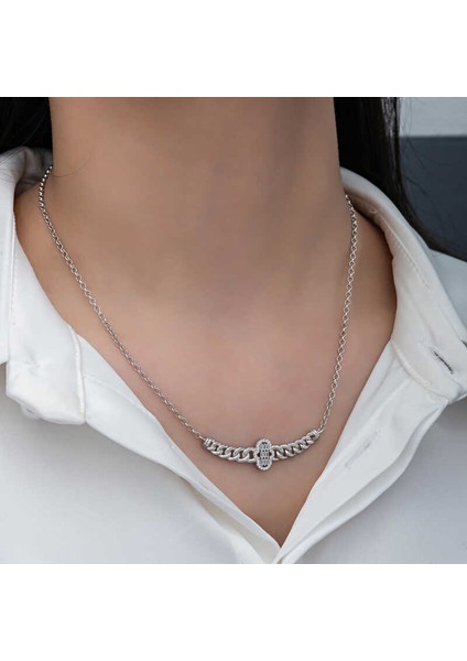 Gümüş Gurmet Zincirli Fatma Ana Eli Baget Taşlı Kadın Kolye (BC-3EEC6A) indirimleri