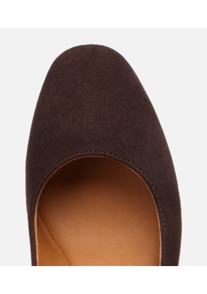 01AYH309900A480 KADIN Süet Deri Kahverengi Rahat Kalın Topuklu Ayakkabı