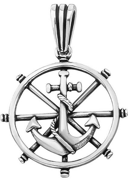Gümüş Gemi Dümeni Erkek Kolye Ucu (BC-26CCF9)