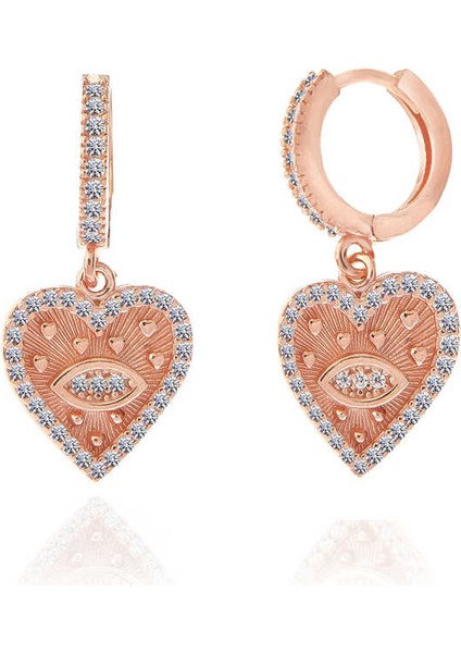 Gümüş Rose Kalp Sallantılı Kadın Küpe (Bc-3dabc8) fiyatları