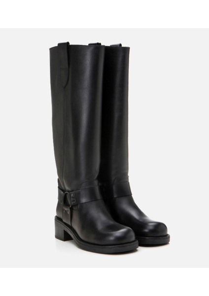 01CIH298450A100 Deri Siyah Kadın Çizme