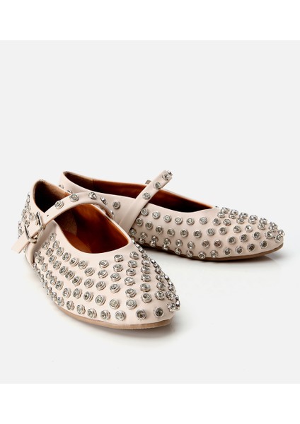 01AYH311530A310 KADIN Bej Taşlı Babet