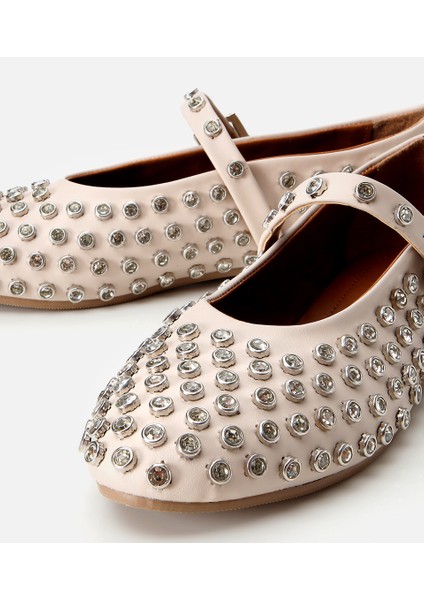 01AYH311530A310 KADIN Bej Taşlı Babet