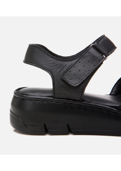 01SAH306860A620 KADIN Deri Mavi Ayarlanabilir Comfort Sandalet