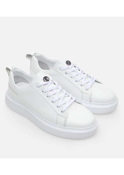 02AYH281320A900 HAKIKI Deri Beyaz Erkek Günlük Ayakkabı