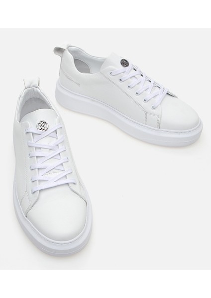 02AYH281320A900 HAKIKI Deri Beyaz Erkek Günlük Ayakkabı