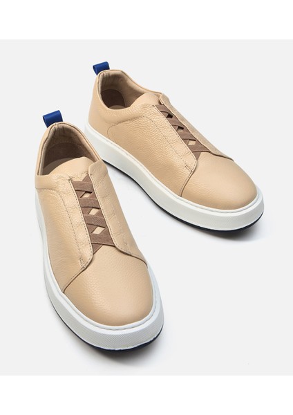 Erkek Deri Bej Günlük Ayakkabı