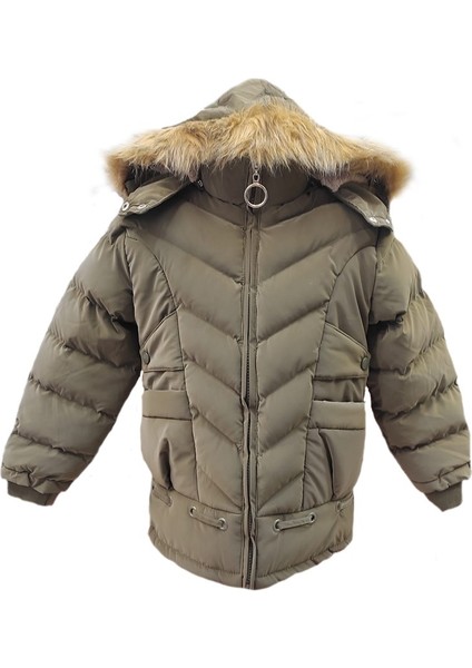 Kız Çocuk Içi Peluş Astarlı Çıkarılabilir Kapüşonlu Su Geçirmez Mont Kaban 3020