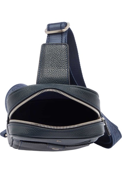 Lacivert Hakiki Deri Erkek Çapraz Askılı Çanta - S1AC00021479-X86
