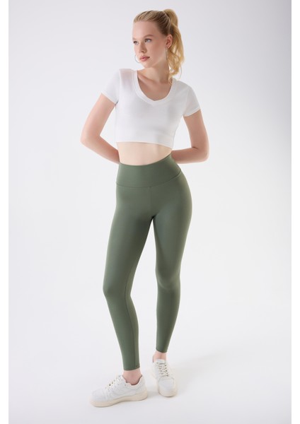 Imaj 490 Yeşil Renk Toparlayıcı ve Extra Esnek Etkili Normal Bel Tayt