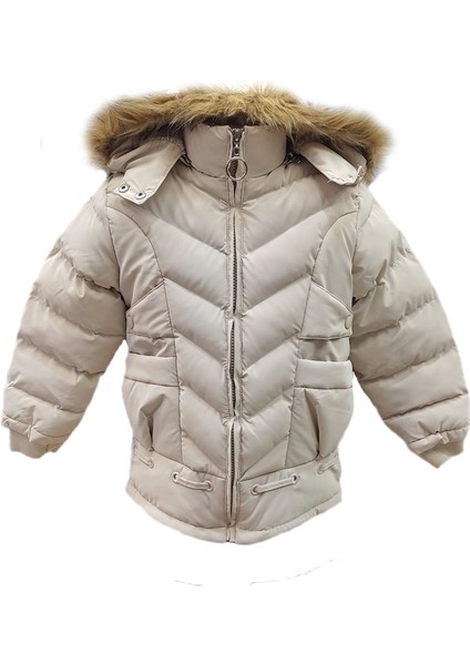 Kız Çocuk Içi Peluş Astarlı Çıkarılabilir Kapüşonlu Su Geçirmez Mont Kaban 3020