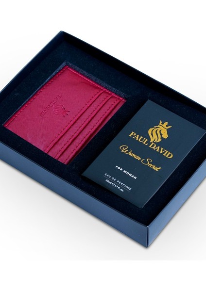 Hediyelik Set Özel Kadın Edp Parfüm ve Deri Kartlık- Vanilya, Kahve, Armut Notalari, K-307-7
