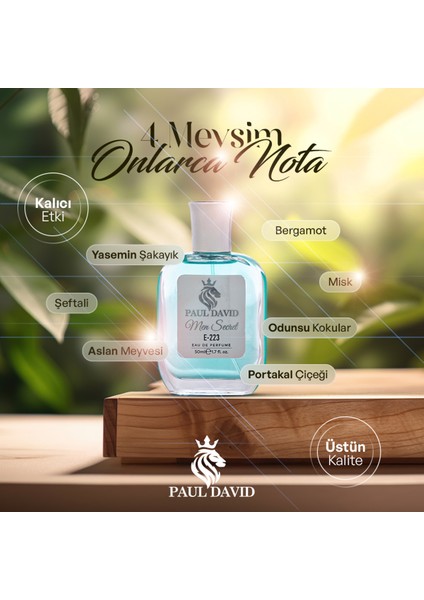 Hediyelik Set Özel Erkek Edp Parfüm ve Siyah Deri Kartlık- Bergamot, Mandalina Notalari, E-223 indirimleri