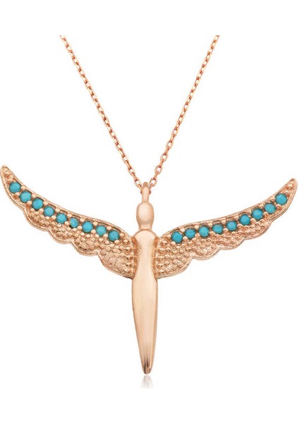 Gümüş Kanatlı Melek Kadın Kolye (BC-2876AD)