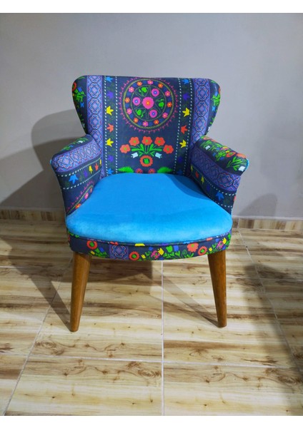 - Roma Çay Seti Koltuk Takımı - Etnik Desenli Kumaş - Ahşap Ayak - Mavi Turkuaz indirimleri