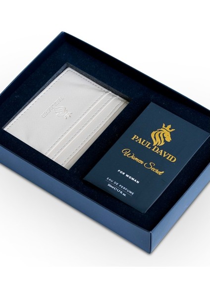 Hediyelik Set Özel Kadın Edp Parfüm ve Deri Kartlık- Elma, Nilüfer, Yasemin Notalari, K-289-5