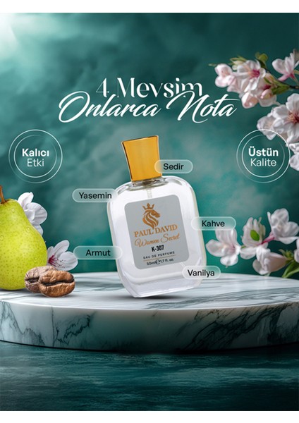 Hediyelik Set Özel Kadın Edp Parfüm ve Siyah Deri Kartlık- Vanilya, Kahve, Armut Notalari, K-307-12 fırsatları