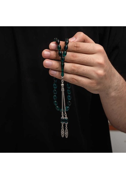 Gümüş Püskül Sıkma Kehribar Tesbih (BC-2EE3B4) modelleri