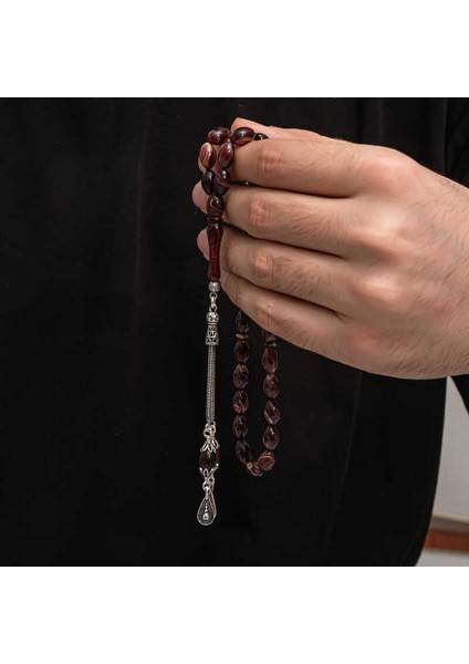 Gümüş Püskül Sıkma Kehribar Tesbih (BC-2EE3B4) fiyatları