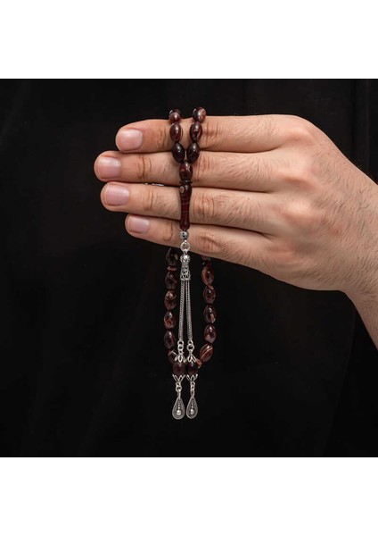 Gümüş Püskül Sıkma Kehribar Tesbih (BC-2EE3B4) modelleri