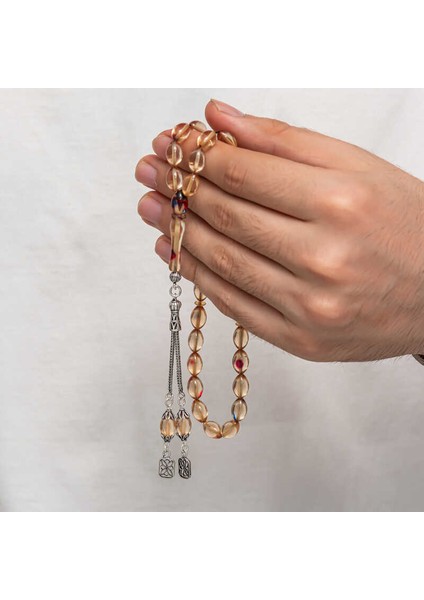 Gümüş Püsküllü Sıkma Kehribar Tesbih (BC-AD5C38) fiyatları