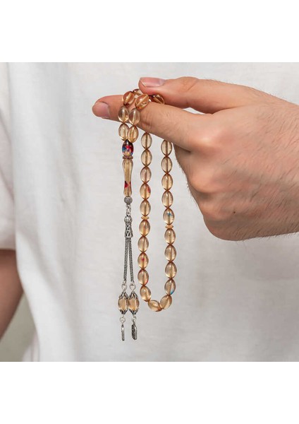 Gümüş Püsküllü Sıkma Kehribar Tesbih (BC-AD5C38) modelleri