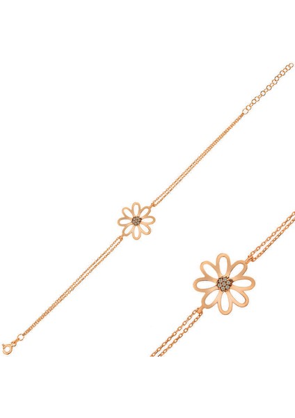 Gümüş Rose Çiçek Bileklik (BC-E6A24C)