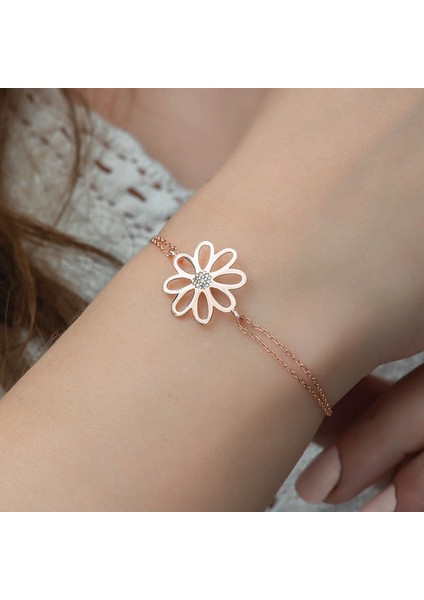 Gümüş Rose Çiçek Bileklik (BC-E6A24C) fiyatları