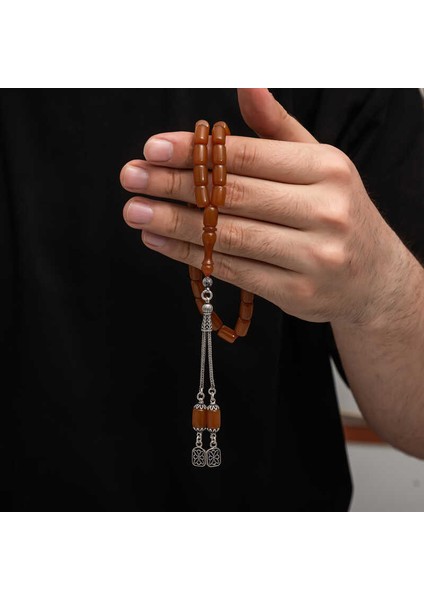 Gümüş Püskül Sıkma Kehribar Tesbih (BC-2EE3B4)