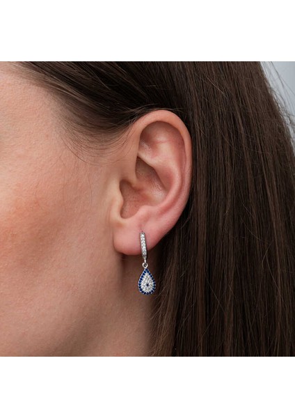 Gümüş Sallantılı Damla Nazar Kadın Küpe (BC-506AC5) modelleri