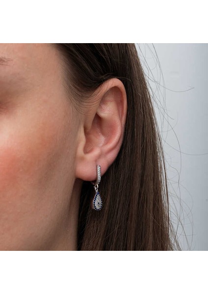 Gümüş Sallantılı Damla Nazar Kadın Küpe (BC-506AC5) indirimleri