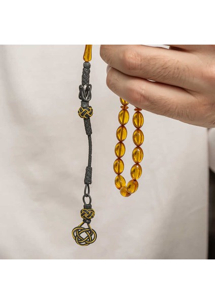 Gümüş Kazaz Püsküllü Sıkma Kehribar Tesbih (BC-E401FC) modelleri