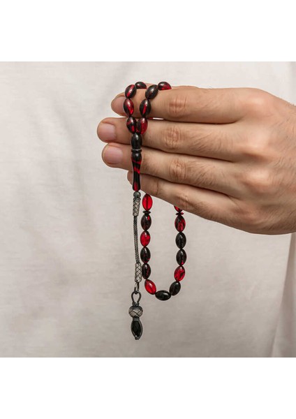 Gümüş 1000 Ayar Kazaz Püsküllü Sıkma Kehribar Tesbih (BC-90DA4F) modelleri