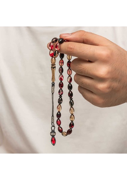 Gümüş 1000 Ayar Kazaz Püsküllü Sıkma Kehribar Tesbih (BC-90DA4F) fırsatları