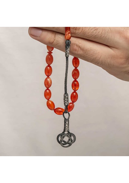 Gümüş Kazaz Püsküllü Sıkma Kehribar Tesbih (BC-E401FC) fırsatları