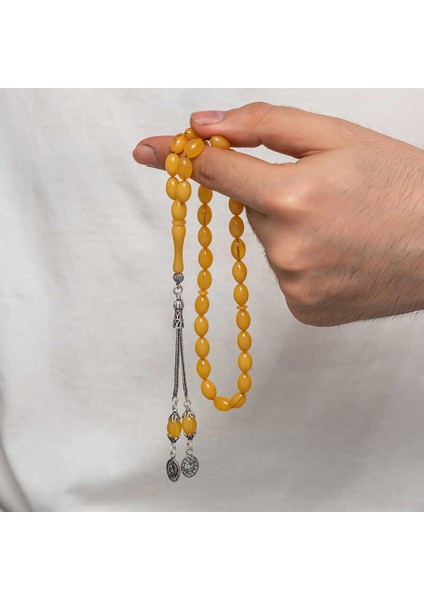 Gümüş Püsküllü Sıkma Kehribar Tesbih (BC-AD5C38) modelleri