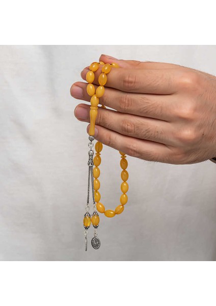 Gümüş Püsküllü Sıkma Kehribar Tesbih (BC-AD5C38) fırsatları