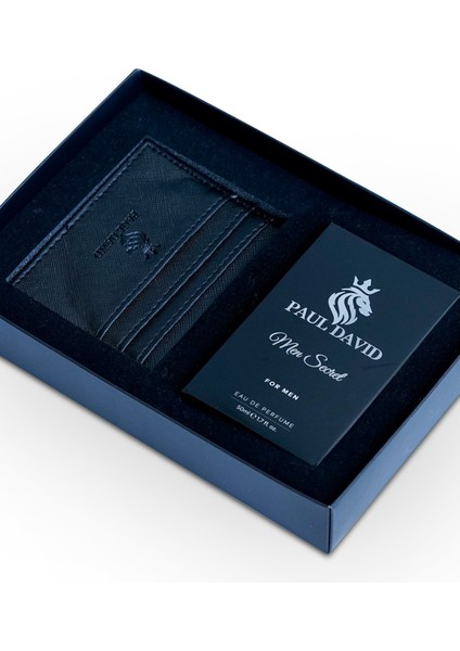 Hediyelik Set Özel Erkek Edp Parfüm ve Siyah Deri Kartlık - E-065 fiyatları