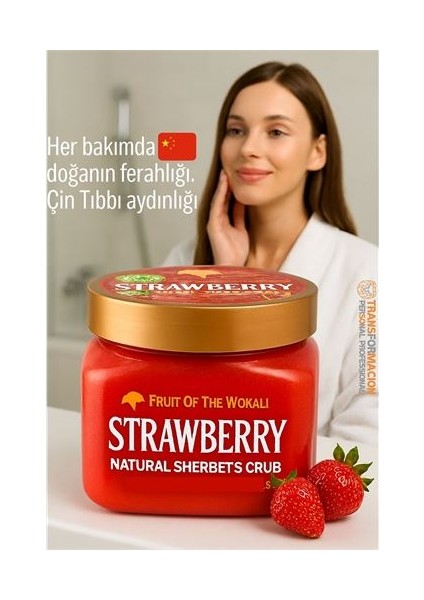 Profesyonel Çilek Doğal Peeling - Tüm Vücut Scrub 600 ml