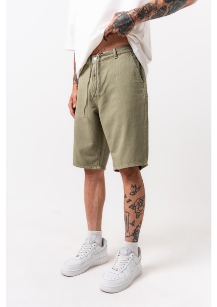 Erkek Parça Boya Şort Haki fiyatları