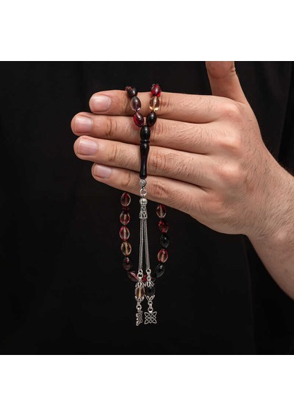 Gümüş Püskül Sıkma Kehribar Tesbih (BC-2EE3B4)