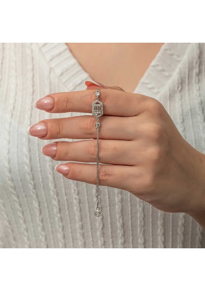 Gümüş Altıgen Baget Taşlı Kadın Bileklik (BC-252A7D) fiyatları