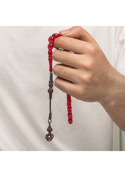 Gümüş Kazaz Püsküllü Sıkma Kehribar Tesbih (BC-E401FC) fiyatları