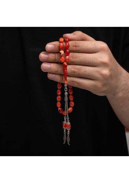 Gümüş Püskül Sıkma Kehribar Tesbih (BC-2EE3B4) fiyatları