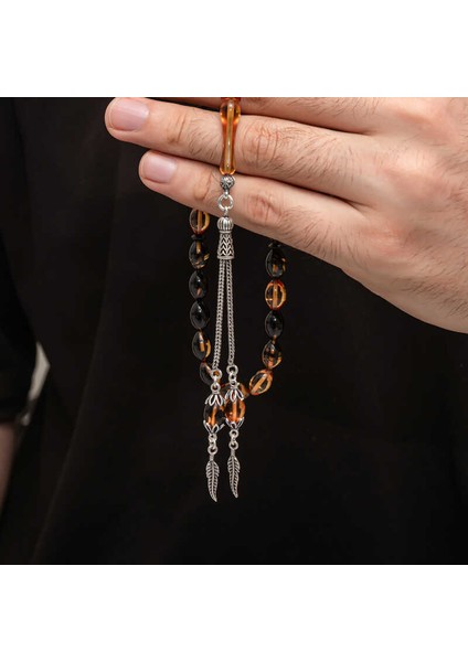 Gümüş Püskül Sıkma Kehribar Tesbih (BC-2EE3B4)