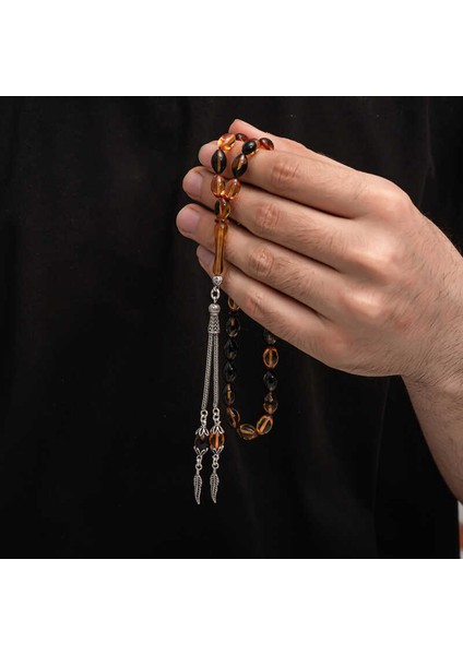 Gümüş Püskül Sıkma Kehribar Tesbih (BC-2EE3B4) fiyatları