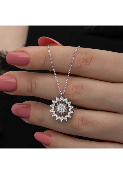 Gümüş Güneş Kadın Kolye (BC-4E9E5C)